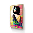 Vibrant pop art canvas print spring memory limited edition aluminium featuring a woman in bold abstract colors